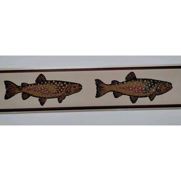 5" YORK Wall Border - Fish - Ocean - Nautical - Maroon Green - 5 yds - Picture 1 of 4